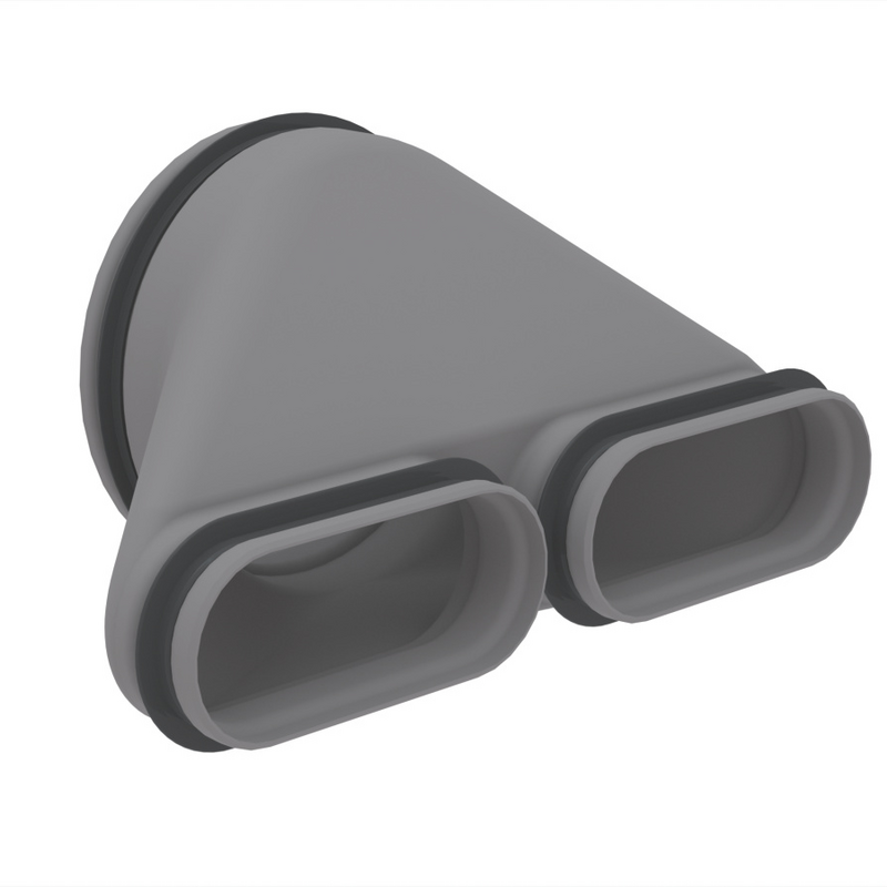 Zehnder_CSY_ComfoFit convertor CK300_Air_Distribution_Tube_twin_duct_CK300_joining_side Rendering Zehnder ComfoFit convertor CK Comfortable indoor ventilation 3D view